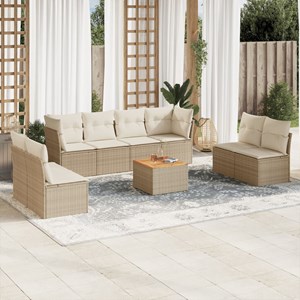 Maison exclusive - salon de jardin avec coussins 9 pcs beige résine tressée