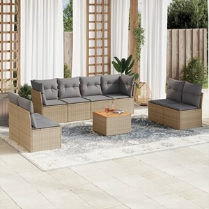 Maison exclusive - salon de jardin avec coussins 9 pcs beige résine tressée