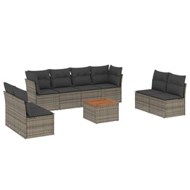 Maison exclusive - salon de jardin 9 pcs avec coussins gris résine tressée