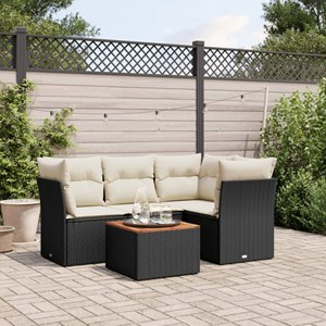 Maison exclusive - salon de jardin 5 pcs avec coussins noir résine tressée