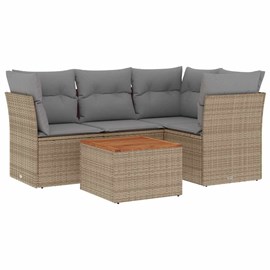 Maison exclusive - salon de jardin avec coussins 5 pcs beige résine tressée