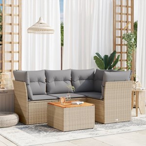 Maison exclusive - salon de jardin avec coussins 5 pcs beige résine tressée