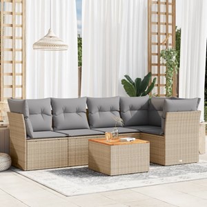 Maison exclusive - salon de jardin avec coussins 6 pcs beige résine tressée
