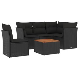 Maison exclusive - salon de jardin 6 pcs avec coussins noir résine tressée