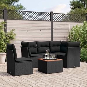 Maison exclusive - salon de jardin 6 pcs avec coussins noir résine tressée