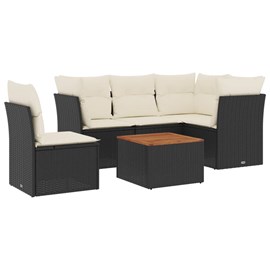 Maison exclusive - salon de jardin 6 pcs avec coussins noir résine tressée