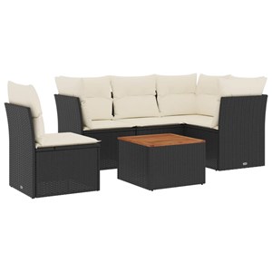 Maison exclusive - salon de jardin 6 pcs avec coussins noir résine tressée