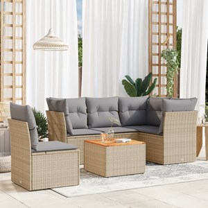 Maison exclusive - salon de jardin avec coussins 6 pcs beige résine tressée