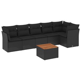 Maison exclusive - salon de jardin 7 pcs avec coussins noir résine tressée