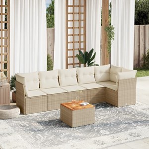 Maison exclusive - salon de jardin avec coussins 7 pcs beige résine tressée