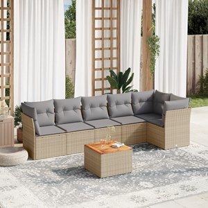 Maison exclusive - salon de jardin avec coussins 7 pcs beige résine tressée