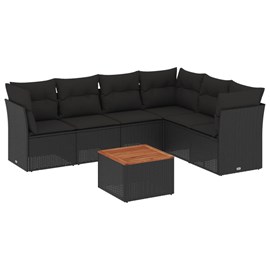 Maison exclusive - salon de jardin 7 pcs avec coussins noir résine tressée