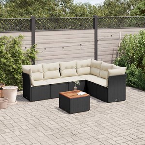 Maison exclusive - salon de jardin 7 pcs avec coussins noir résine tressée