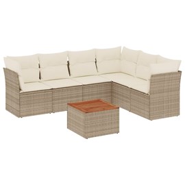 Maison exclusive - salon de jardin avec coussins 7 pcs beige résine tressée