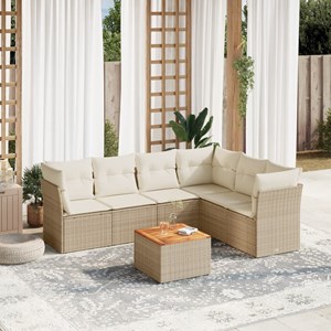 Maison exclusive - salon de jardin avec coussins 7 pcs beige résine tressée