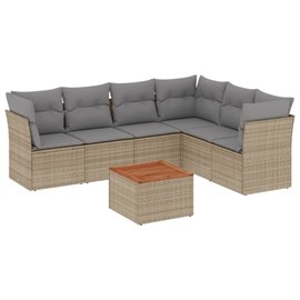 Maison exclusive - salon de jardin avec coussins 7 pcs beige résine tressée