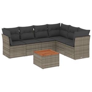 Maison exclusive - salon de jardin avec coussins 7 pcs gris résine tressée