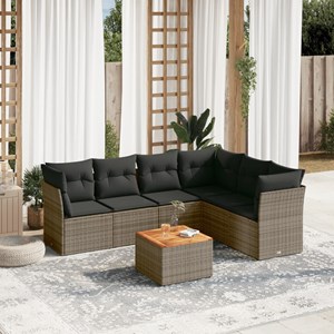 Maison exclusive - salon de jardin avec coussins 7 pcs gris résine tressée