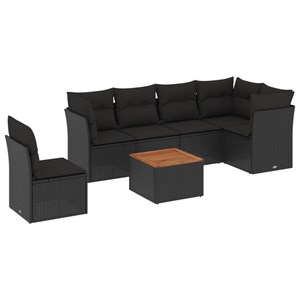 Maison exclusive - salon de jardin 7 pcs avec coussins noir résine tressée