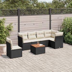 Maison exclusive - salon de jardin 7 pcs avec coussins noir résine tressée