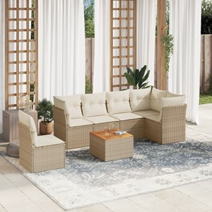 Maison exclusive - salon de jardin avec coussins 7 pcs beige résine tressée