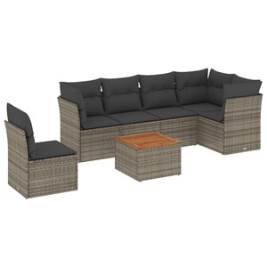 Maison exclusive - salon de jardin avec coussins 7 pcs gris résine tressée