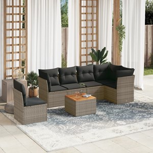 Maison exclusive - salon de jardin avec coussins 7 pcs gris résine tressée