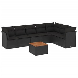 Maison exclusive - salon de jardin 8 pcs avec coussins noir résine tressée