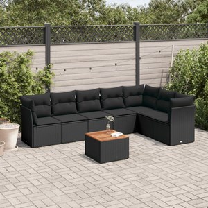 Maison exclusive - salon de jardin 8 pcs avec coussins noir résine tressée