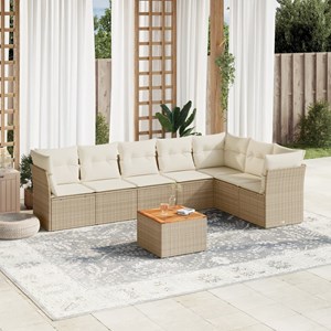Maison exclusive - salon de jardin avec coussins 8 pcs beige résine tressée