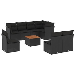 Maison exclusive - salon de jardin 9 pcs avec coussins noir résine tressée