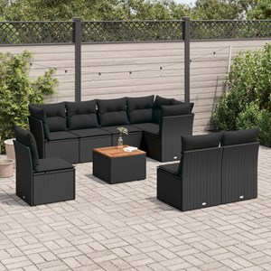 Maison exclusive - salon de jardin 9 pcs avec coussins noir résine tressée
