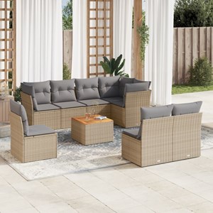 Maison exclusive - salon de jardin avec coussins 9 pcs beige résine tressée