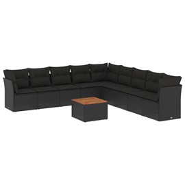 Maison exclusive - salon de jardin 10 pcs avec coussins noir résine tressée