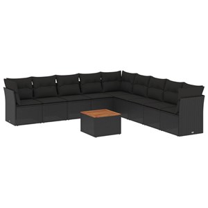 Maison exclusive - salon de jardin 10 pcs avec coussins noir résine tressée