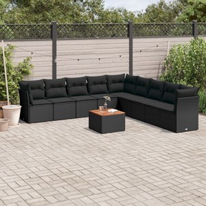 Maison exclusive - salon de jardin 10 pcs avec coussins noir résine tressée