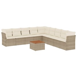 Maison exclusive - salon de jardin avec coussins 10 pcs beige résine tressée