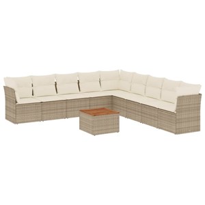 Maison exclusive - salon de jardin avec coussins 10 pcs beige résine tressée