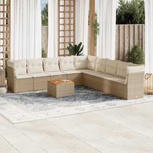 Maison exclusive - salon de jardin avec coussins 10 pcs beige résine tressée