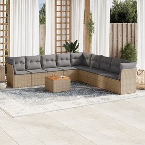Maison exclusive - salon de jardin avec coussins 10 pcs beige résine tressée