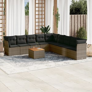 Maison exclusive - salon de jardin avec coussins 10 pcs gris résine tressée