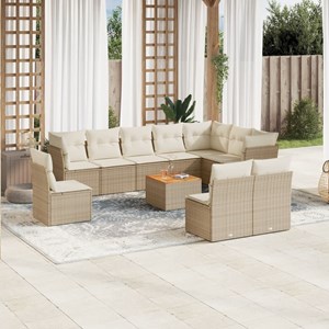 Maison exclusive - salon de jardin 11 pcs avec coussins beige résine tressée
