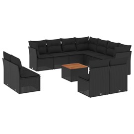 Maison exclusive - salon de jardin 12 pcs avec coussins noir résine tressée
