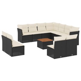 Maison exclusive - salon de jardin 12 pcs avec coussins noir résine tressée