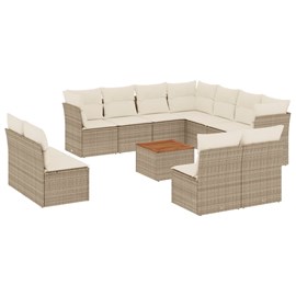 Maison exclusive - salon de jardin avec coussins 12 pcs beige résine tressée