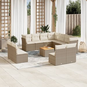 Maison exclusive - salon de jardin avec coussins 12 pcs beige résine tressée