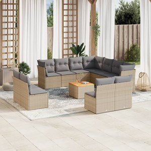 Maison exclusive - salon de jardin avec coussins 12 pcs beige résine tressée