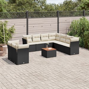 Maison exclusive - salon de jardin 10 pcs avec coussins noir résine tressée
