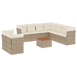 Maison exclusive - salon de jardin avec coussins 10 pcs beige résine tressée
