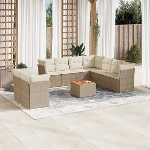 Maison exclusive - salon de jardin avec coussins 10 pcs beige résine tressée
